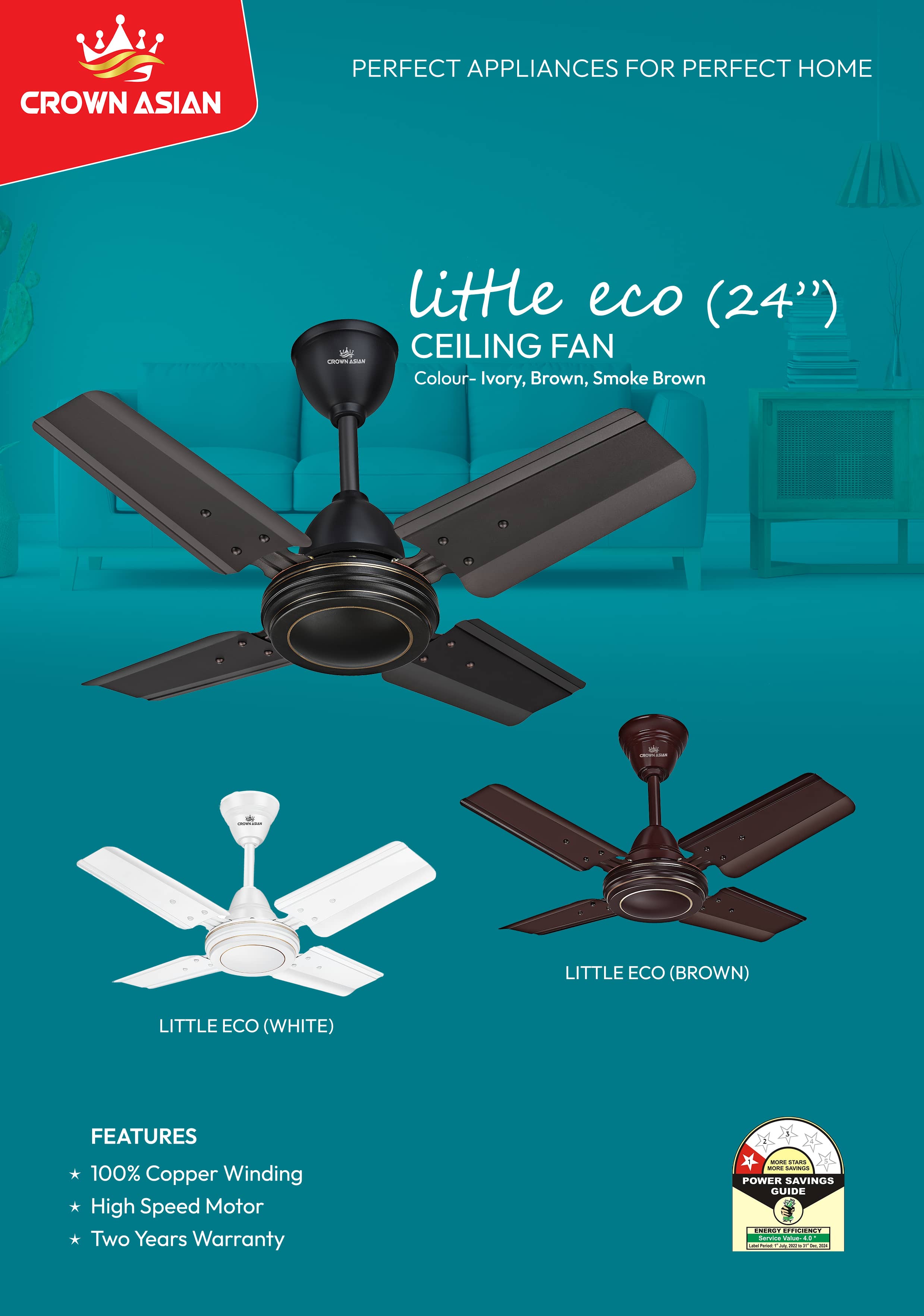 Crown Asian Little Eco 24 Ceiling Fan